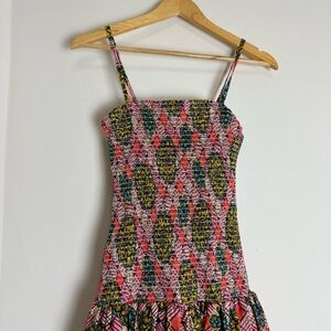 Autumn Adeigbo Winnie Smocked Drop-waist Spaghetti Strap Midi sundress NWT Sz 2